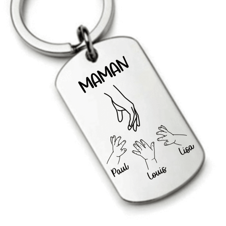 Porte-Clé Main de Maman et Enfants Personnalisable