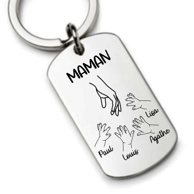 Porte-Clé Main de Maman et Enfants Personnalisable