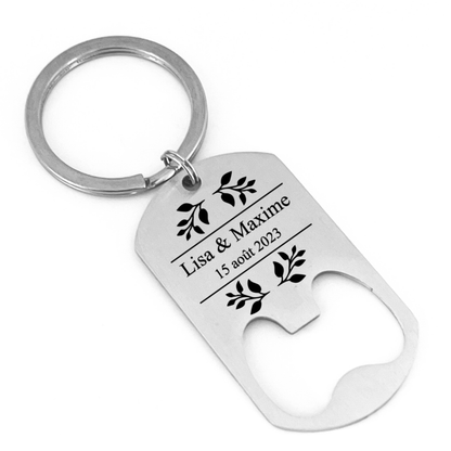 Décapsuleur Ouvre Bouteille Porte-Clé Personnalisé en Inox Brossé - Création Française Unique