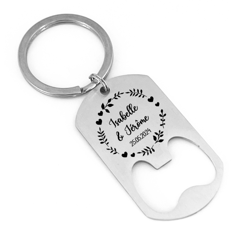 Décapsuleur Ouvre Bouteille Porte-Clé Personnalisé en Inox Brossé - Création Française Unique