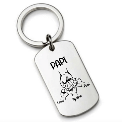 Porte clés PAPI Cadeau Personnalisé avec les Noms de ses petits Enfants