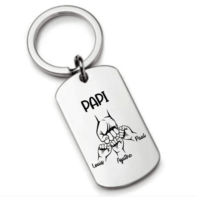 Porte clés PAPI Cadeau Personnalisé avec les Noms de ses petits Enfants
