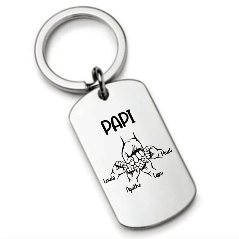 Porte clés PAPI Cadeau Personnalisé avec les Noms de ses petits Enfants
