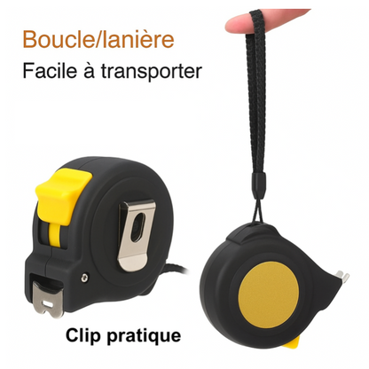 Mètre Mètre Ruban Personnalisable, Cadeau Fête des Pères, Noir et Jaune, Acier Rétractable, 3 Mètres, Accessoire Homme
