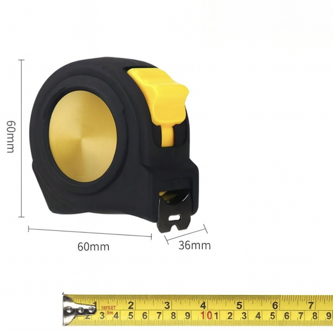 Mètre Mètre Ruban Personnalisable, Cadeau Fête des Pères, Noir et Jaune, Acier Rétractable, 3 Mètres, Accessoire Homme