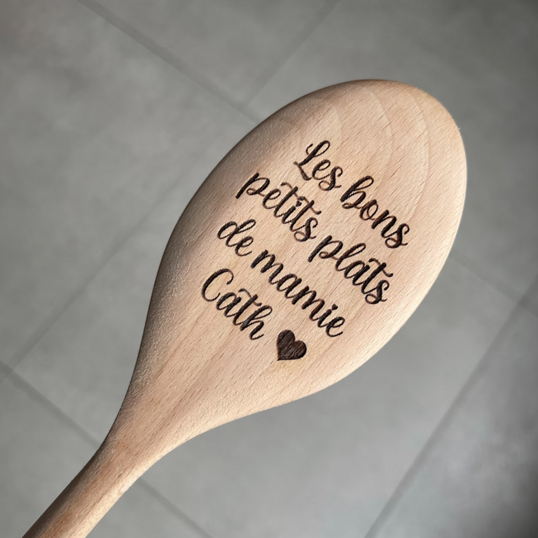 Cuillère personnalisée en bois, Fête grand mère, des pères, des mères, idée cadeau maman ou papa personnalisé