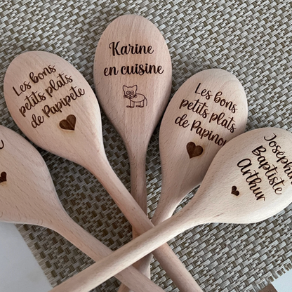 Cuillère personnalisée en bois, Fête grand mère, des pères, des mères, idée cadeau maman ou papa personnalisé