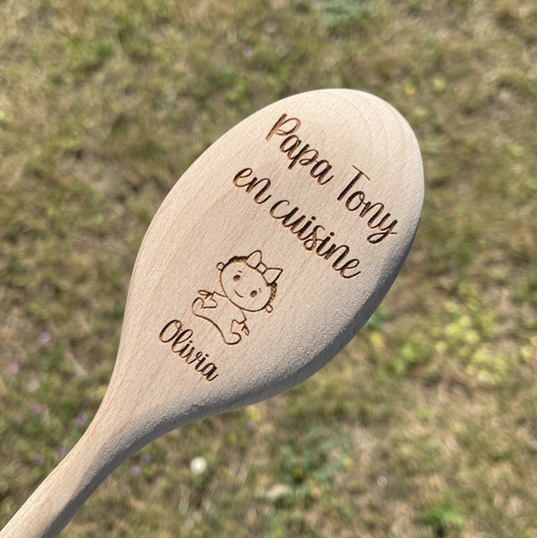 Cuillère personnalisée en bois, Fête grand mère, des pères, des mères, idée cadeau maman ou papa personnalisé