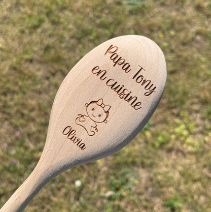 Cuillère personnalisée en bois, Fête grand mère, des pères, des mères, idée cadeau maman ou papa personnalisé