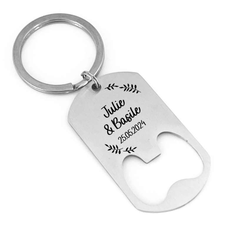 Décapsuleur Ouvre Bouteille Porte-Clé Personnalisé en Inox Brossé - Création Française Unique