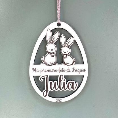 Décoration personnalisée en bois, ma première fête de Pâques