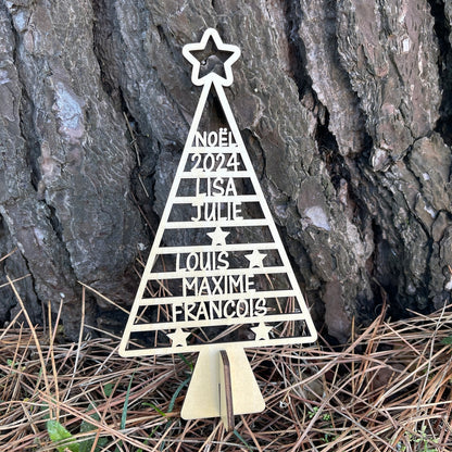 Arbre de Noël en bois personnalisable avec étoile – Décoration de Noël artisanale