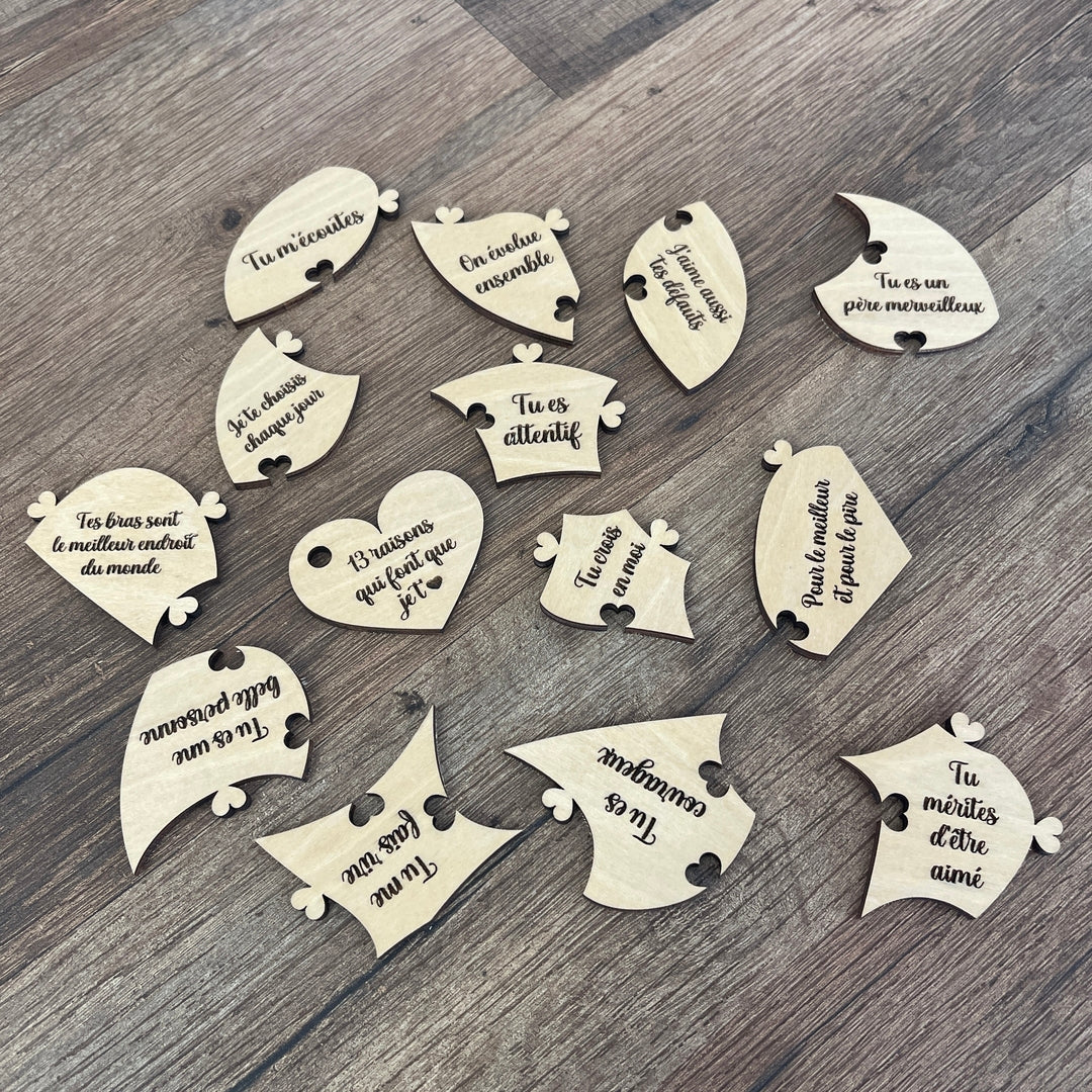 Puzzle en Bois en Forme de Cœur Personnalisé