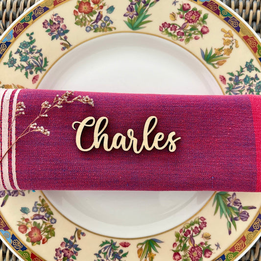 Marque Place Prénom en Bois Personnalisé - Mariage Baptême, Communion, Noël, Anniversaire...