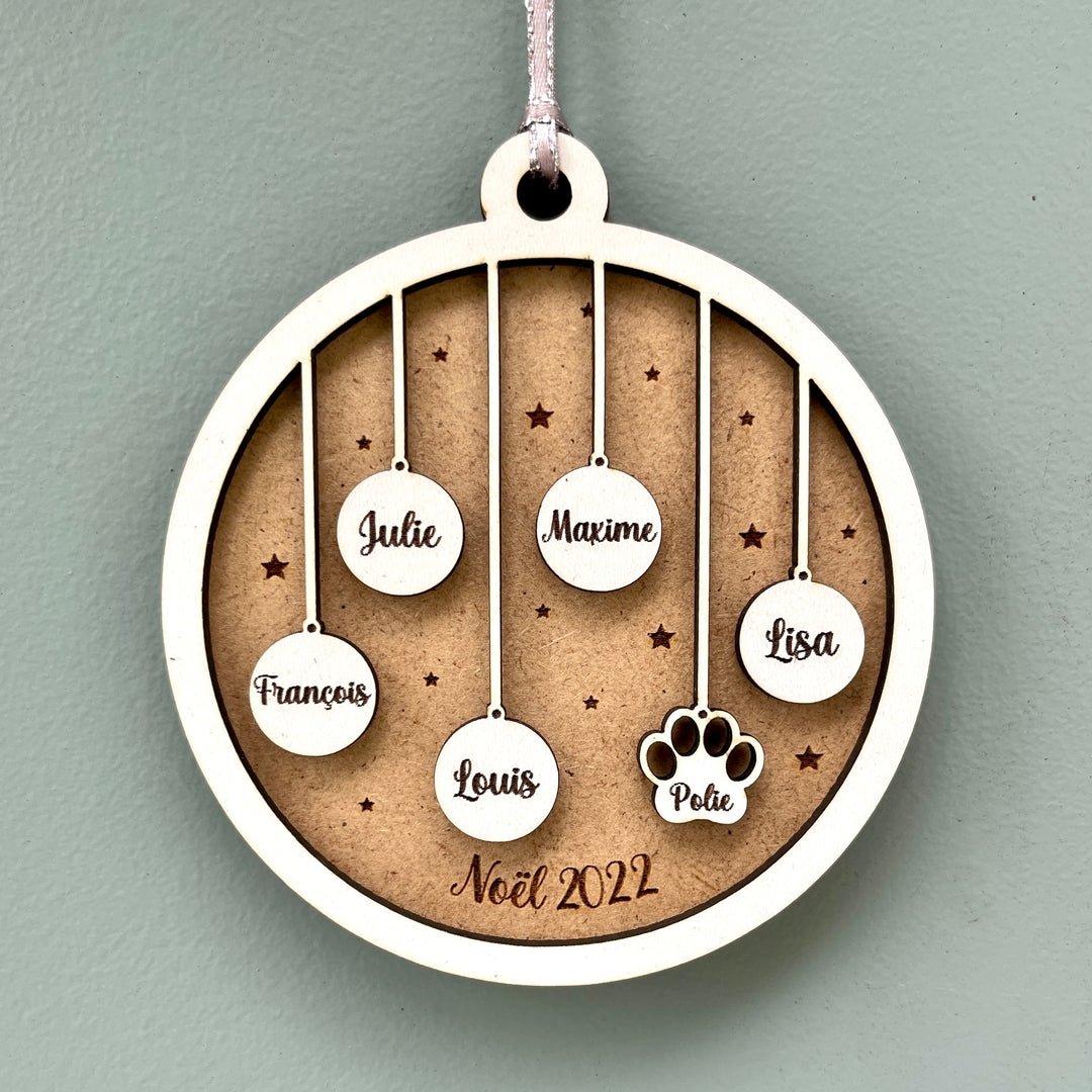 Boule de noël personnalisée famille