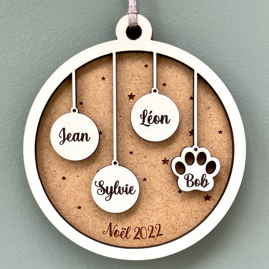 Boule de noël personnalisée famille