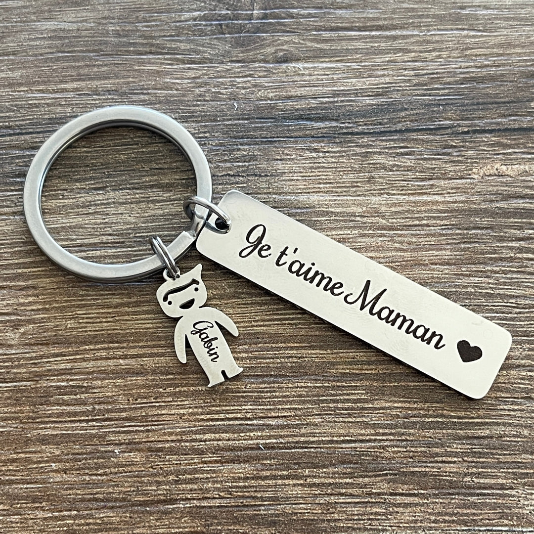 Porte-clés personnalisé Papa – Cadeau Fête des Pères - Gravure prénom(s) enfants