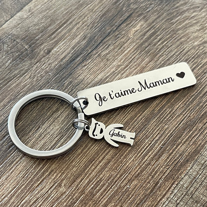 Porte-clés personnalisé Papa – Cadeau Fête des Pères - Gravure prénom(s) enfants