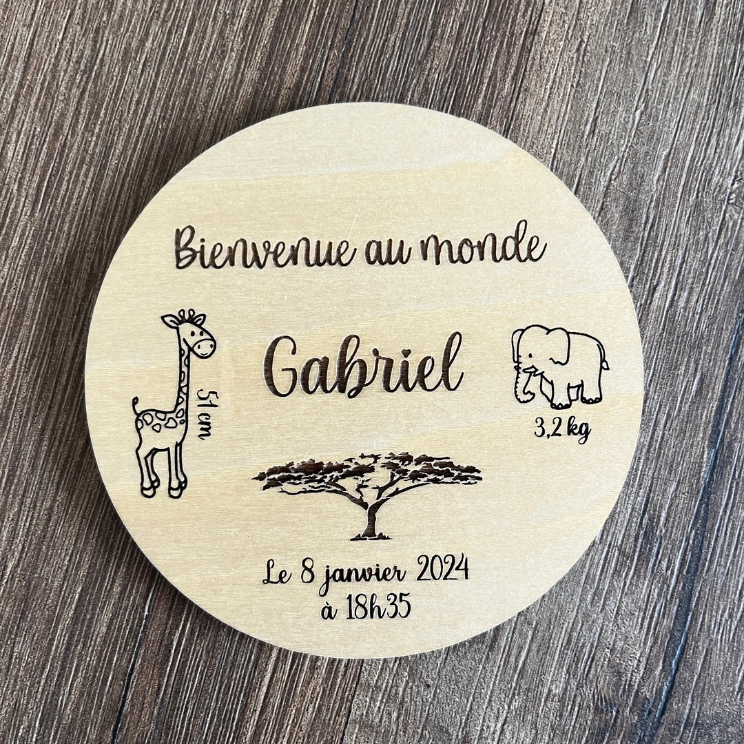 Carte de Naissance Personnalisable en Bois