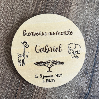 Carte de Naissance Personnalisable en Bois