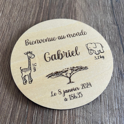 Carte de Naissance Personnalisable en Bois
