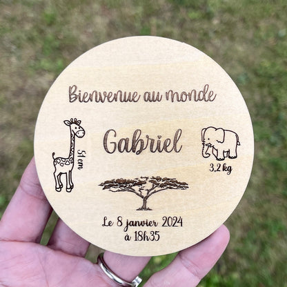 Carte de Naissance Personnalisable en Bois