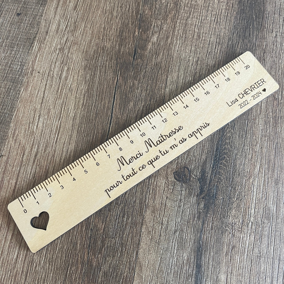 Règle personnalisée en bois - cadeau Maître ou Maîtresse fin d'année