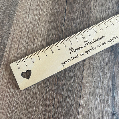 Règle personnalisée en bois - cadeau Maître ou Maîtresse fin d'année