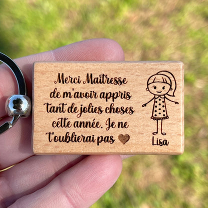 Porte clé personnalisé merci Maîtresse