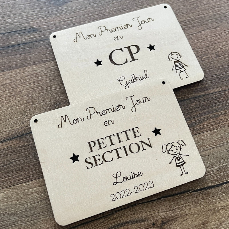 Pancarte rentrée scolaire en bois mon premier jour d'école
