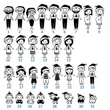 Planche à découper en bambou avec famille déguisée pour noël