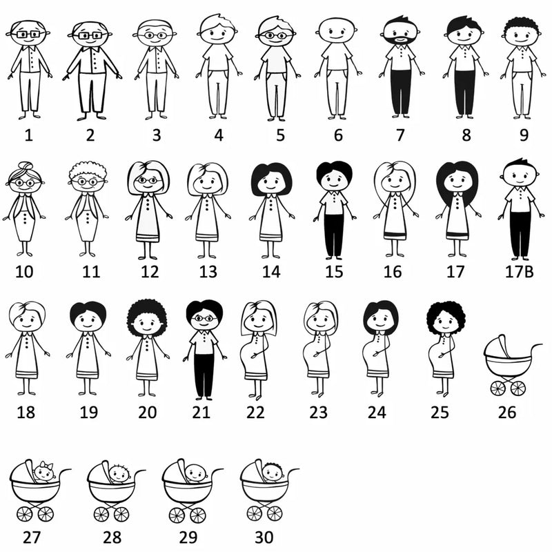 Grands personnages utilisés pour le configurateur de porte clé personnalisé famille