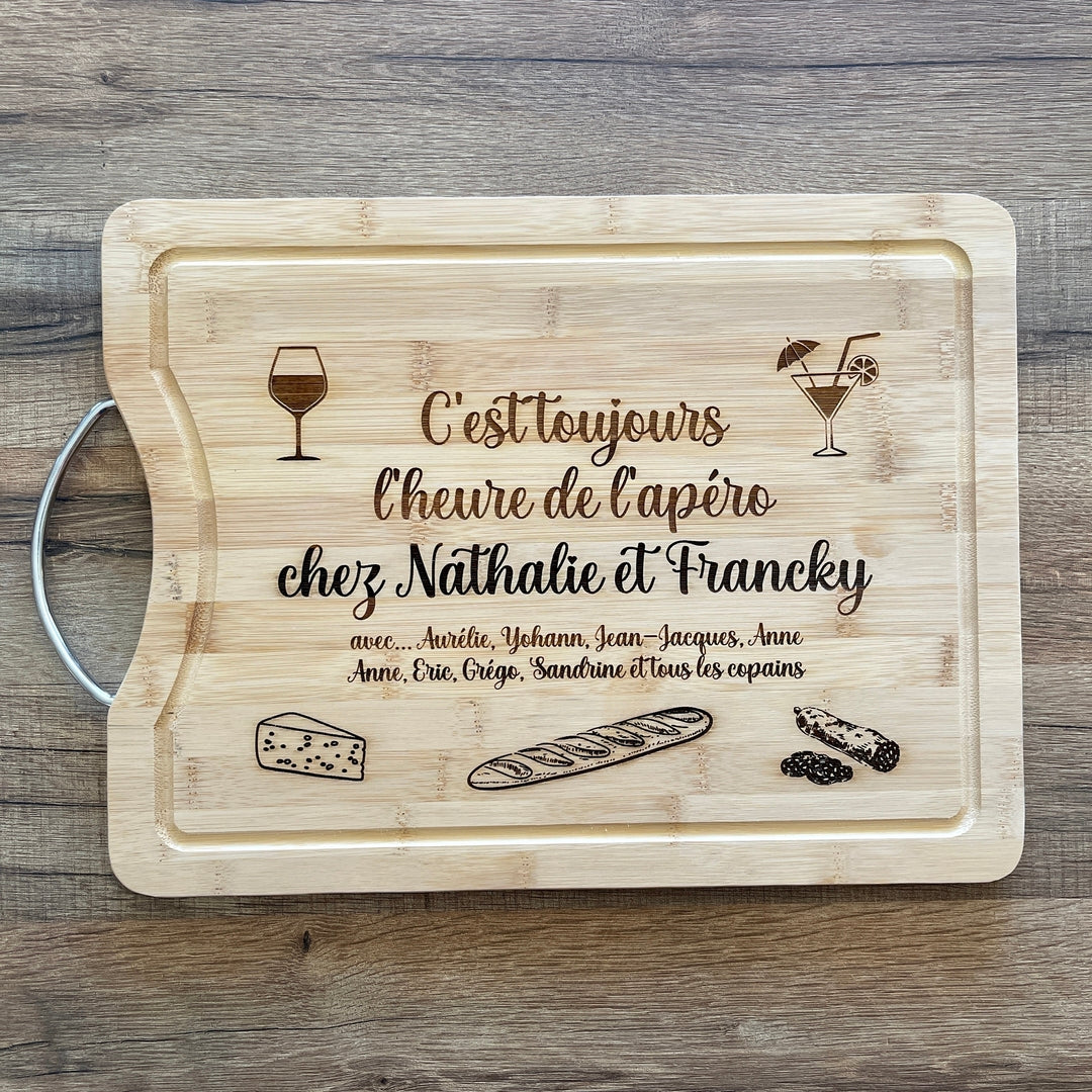 planche à découper personnalisée avec le texte et décor de votre choix