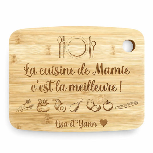 Plance à découper personnalisée la cuisine de mamie c'est la meilleure