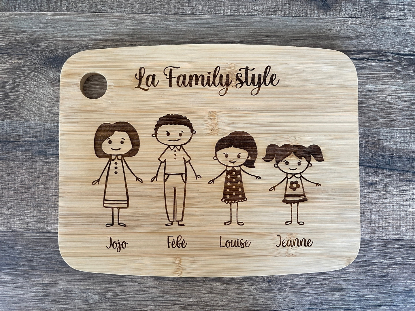 Planche à découper personnalisée famille