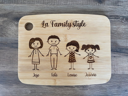Planche à découper personnalisée famille