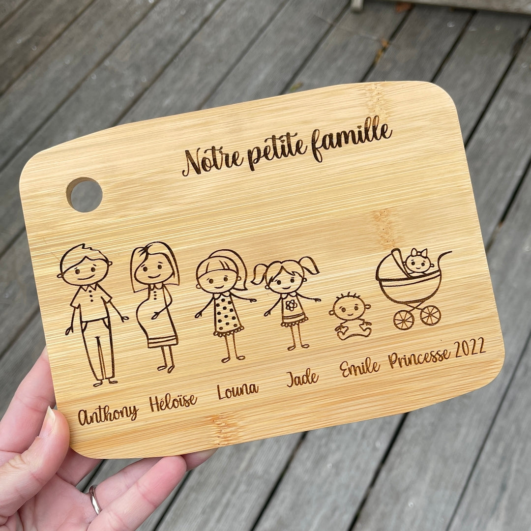 Planche à découper personnalisée famille