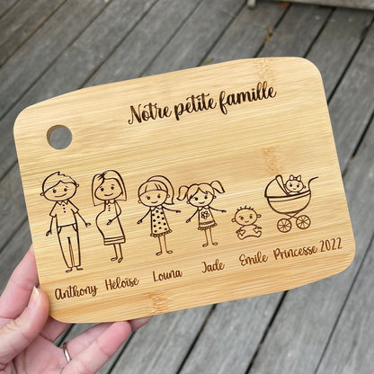 Planche à découper personnalisée famille