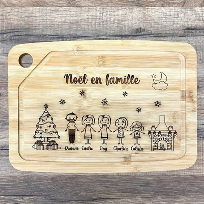 Planche à découper personnalisée Noël en famille
