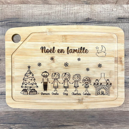 Planche à découper personnalisée Noël en famille