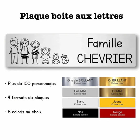 Plaque pour boite aux lettres personnalisée gravée famille adhésive