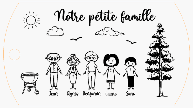 Porte clé personnalisé famille avec décor mer ou autre