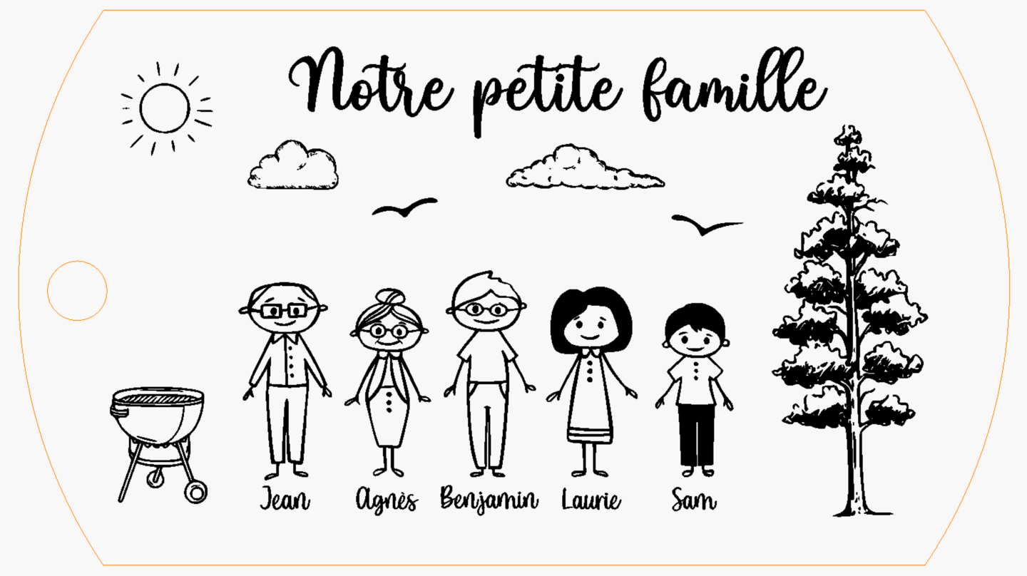 Porte clé personnalisé famille avec décor montagne ou autre