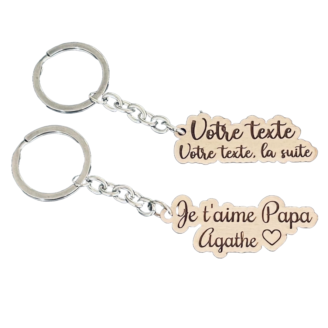 Porte clé personnalisé en bois, avec prénom ou texte