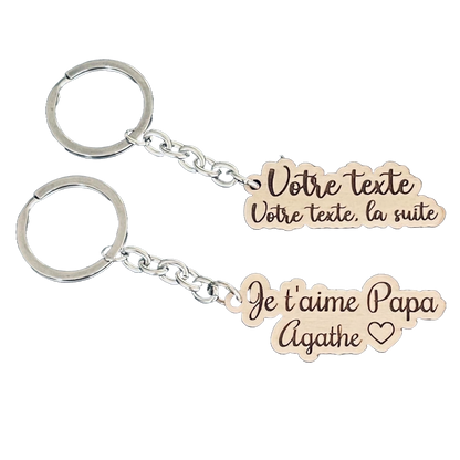 Porte clé personnalisé en bois, avec prénom ou texte