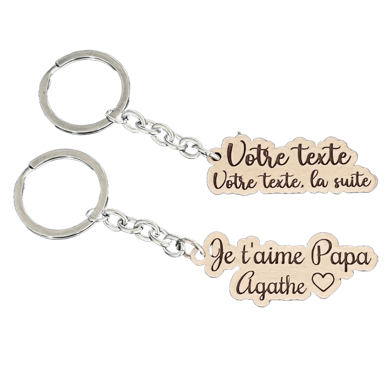 Porte clé personnalisé en bois, avec prénom ou texte
