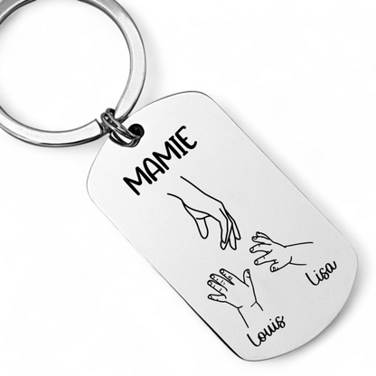 Porte clés MAMIE Cadeau Personnalisé avec les Noms de ses petits Enfants