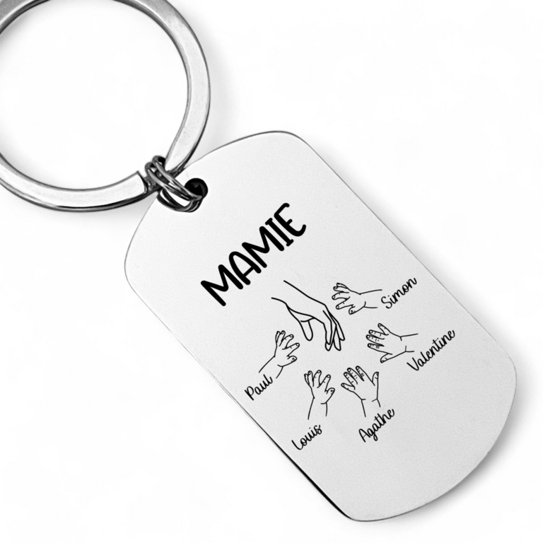 Porte clés MAMIE Cadeau Personnalisé avec les Noms de ses petits Enfants