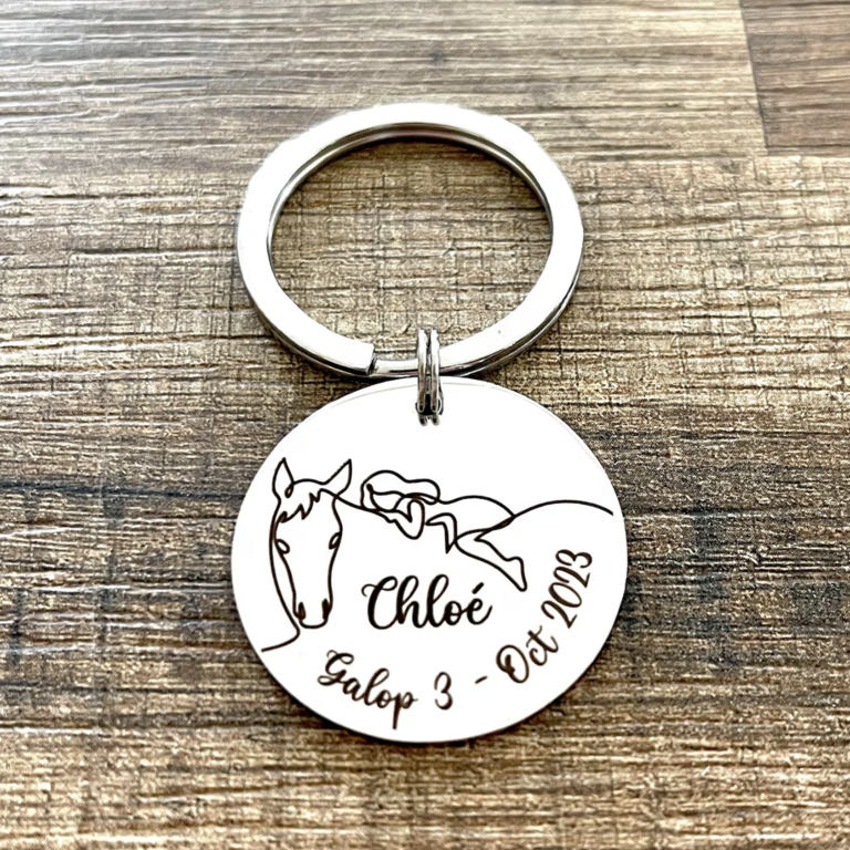 Porte-clés Cheval Equitation Cavalier Personnalisé