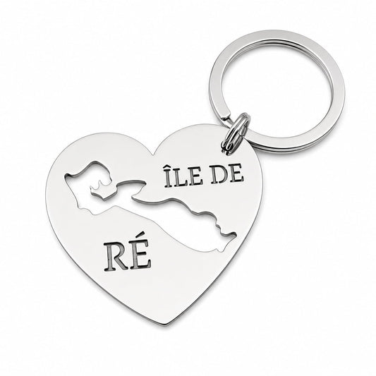Porte clé coeur en Inox découpé Ile de ré
